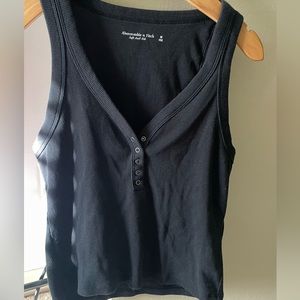 Black Abercrombie Henley Crop Tank